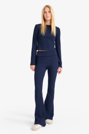 تيشيرت ردن طويل مضلع بياخة مستديرة