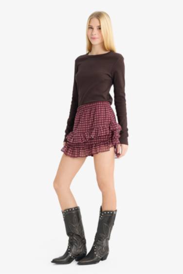 Coool чек тоқылған астар қысқа ұзындық Трикотаж юбка