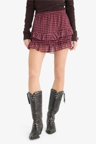 Coool чек тоқылған астар қысқа ұзындық Трикотаж юбка