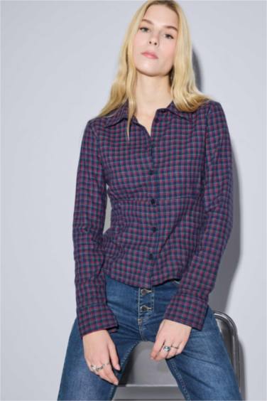 Slim Fit Shirt Collar Long Sleeve Shirt