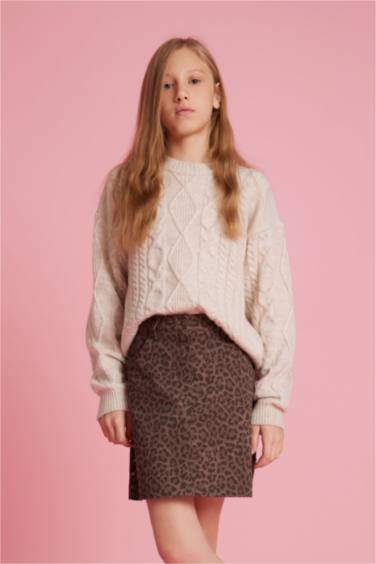 بلوفر تريكو بناتي قصة فضفاضة بياخة مستديرة