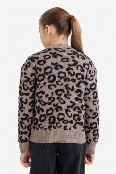 Cardigan boutonné à imprimé léopard pour fille