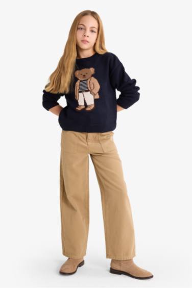 بلوز صوف بناتي قصة عادية بياخة مستديرة