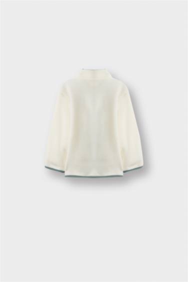 Erkek Bebek Dokuma Etiketli Fermuarlı Polar Hırka