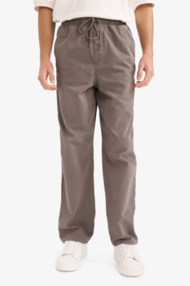 Pantalon droit à taille avec cordon et poches