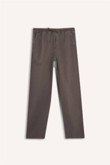 Pantalon droit à taille avec cordon et poches