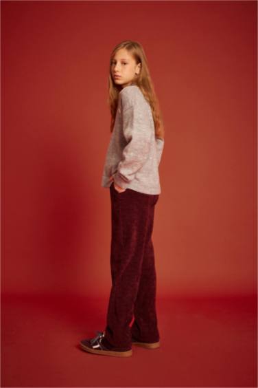 Girl Wide Leg Velvet Trousers