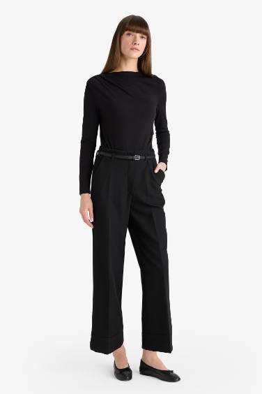 Normal Waist Wide Leg Trousers