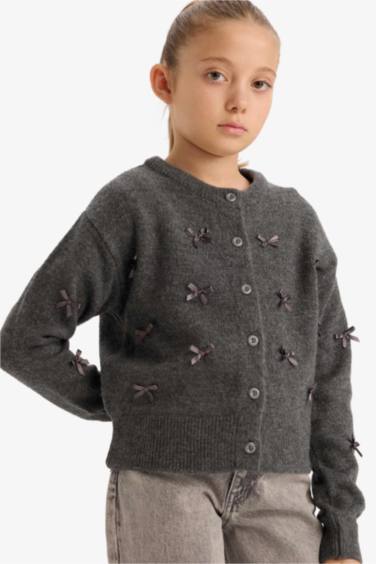 Regular Fit Crew Neck Cardigan 3D