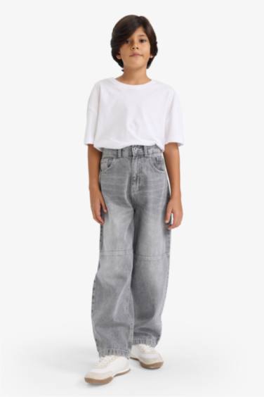 بنطرون جينز كارجو ولادي برجل عادي بجيب