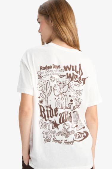 Oversize Loose Fit Crew Neck Printed T-Shirt