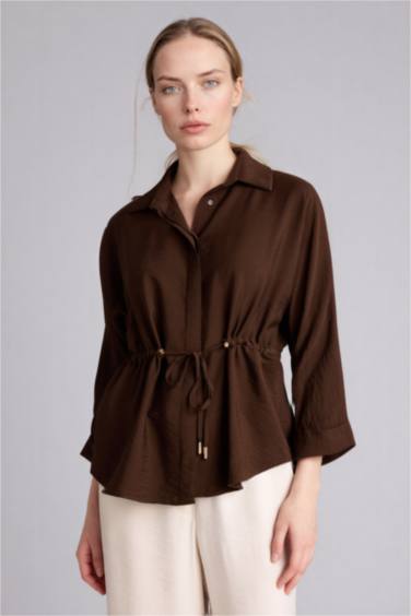 Relax Fıt Gömlek Yaka Uzun Kollu Gömlek