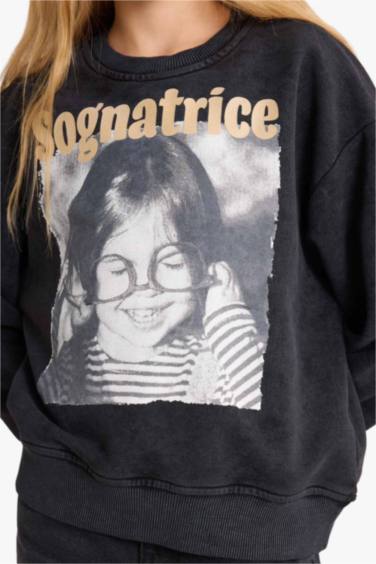 Oversize Fit Pop Art Crew Neck Sweatshirt