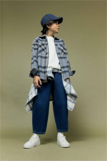 Erkek Çocuk Polo Yaka Ekose Desenli Fermuarlı Flanel Ceket