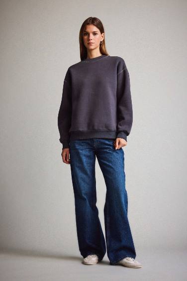 Overshirt Fit Bisiklet Yaka Sweatshirt