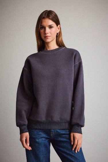 Overshirt Fit Bisiklet Yaka Sweatshirt