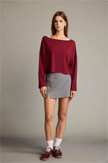 Regular Fit Kayık Yaka Modal Sweatshirt