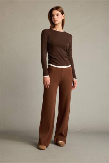 بنطرون قصة مريحة بخصر عالي