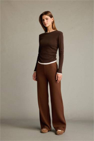 بنطرون قصة مريحة بخصر عالي