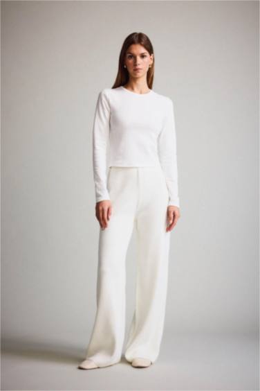 بنطرون قصة مريحة بخصر عالي