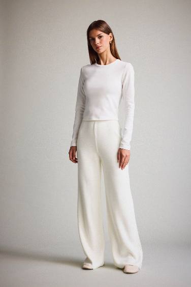 بنطرون قصة مريحة بخصر عالي