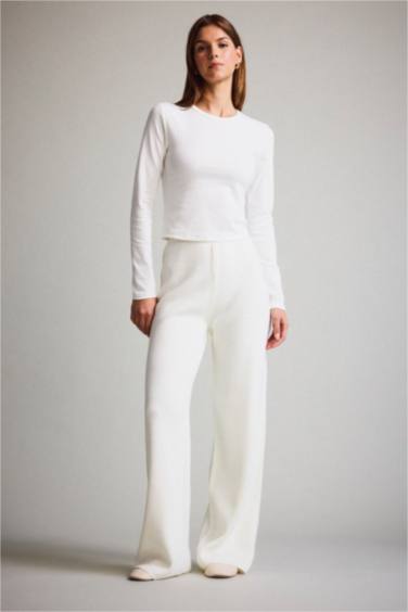 بنطرون قصة مريحة بخصر عالي