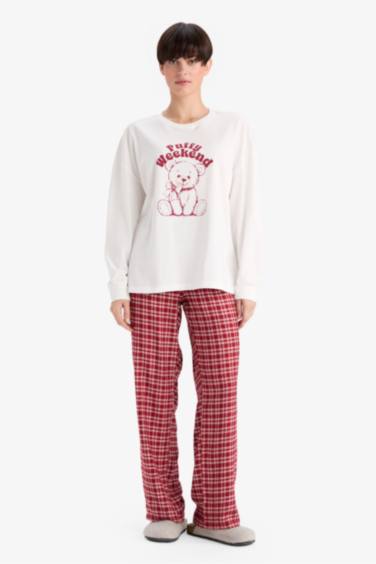 بلوزة بجامة قصة عادية برقبة مستديرة من Fall in Love