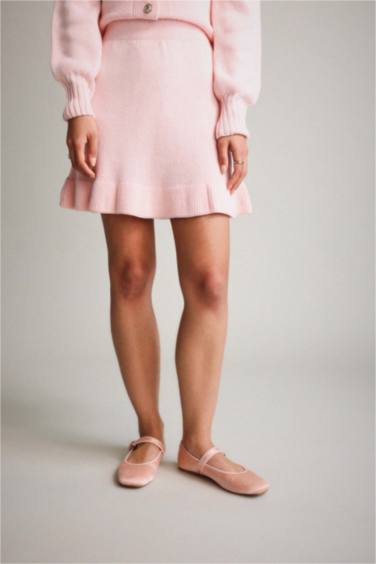 Triko Pileli Mini Etek