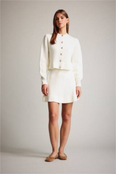 Bisiklet Yaka Düğmeli Triko Hırka