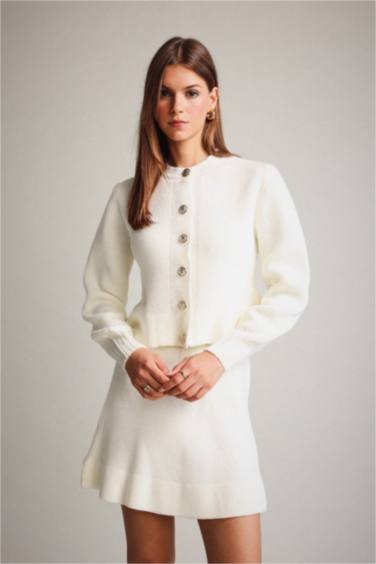 Bisiklet Yaka Düğmeli Triko Hırka