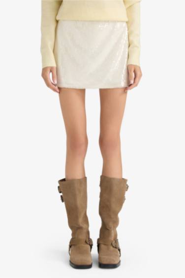 Coool Normal Bel Payetli Kumaş Mini Etek