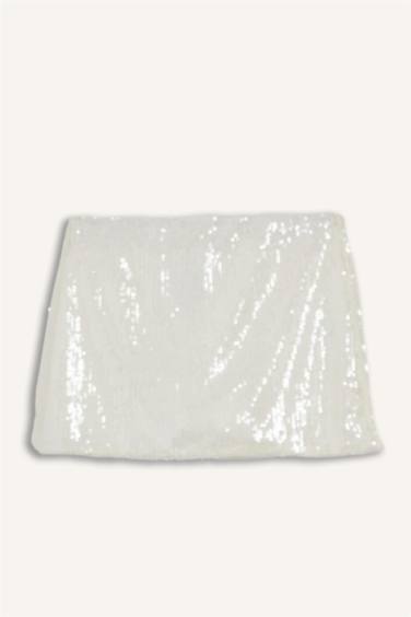 Coool Normal Bel Payetli Kumaş Mini Etek