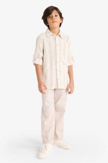 قميص مخطط ولادي ردن طويل قصة عادية بياخة بولو