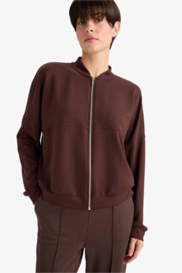 Kolej Yaka Basic Düz Fermuarlı Bomber Hırka