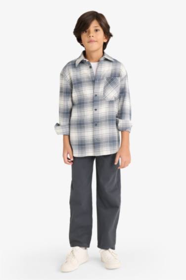 Ұлдарға поло жаға чек ұзын жеңді Ұзын жеңді көйлек