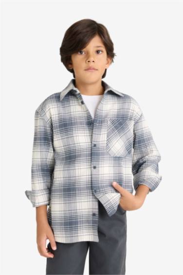 Ұлдарға поло жаға чек ұзын жеңді Ұзын жеңді көйлек