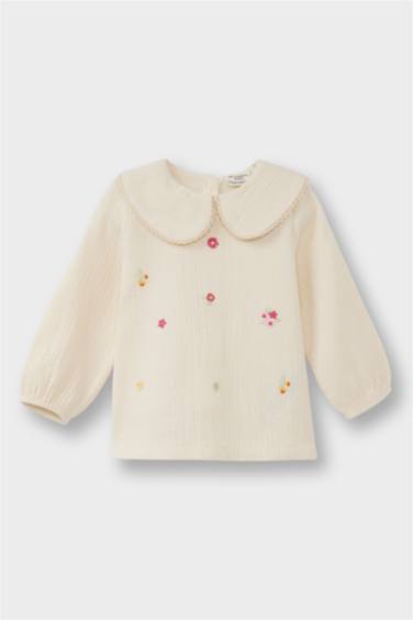 Baby Girl Peter Pan Collar Floral Muslin Blouse