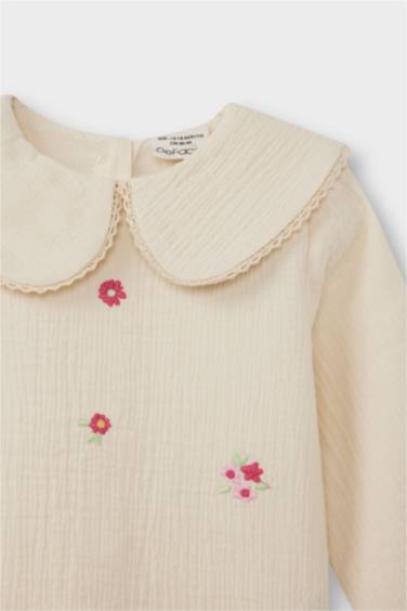 Baby Girl Peter Pan Collar Floral Muslin Blouse