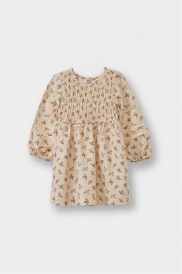 Kız Bebek Çiçekli Twill Elbise