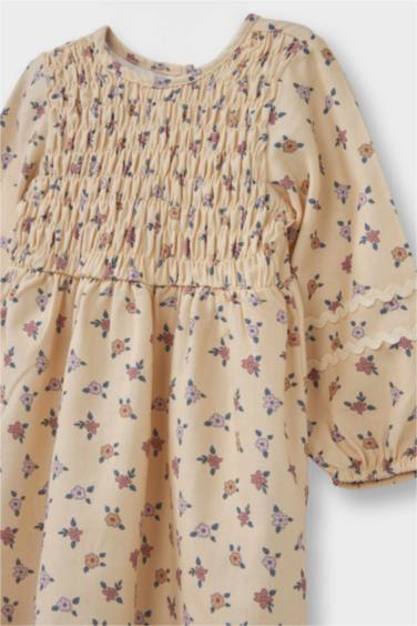 Kız Bebek Çiçekli Twill Elbise
