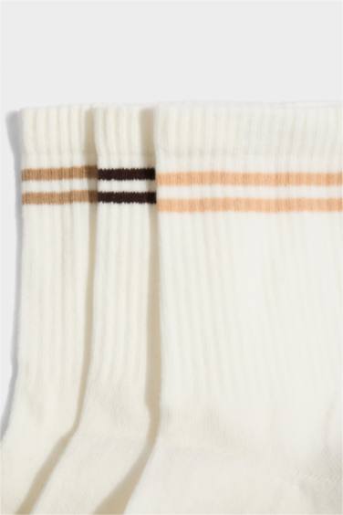 Kadın Rahat Lastikli 3'lü Pamuklu Uzun Çorap