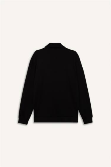 Standart Fit Polo Yaka Modal Sporcu Sweatshirt