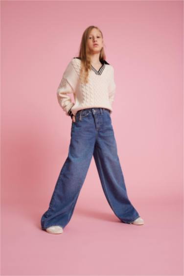 Girl Wide Leg Denim Trousers