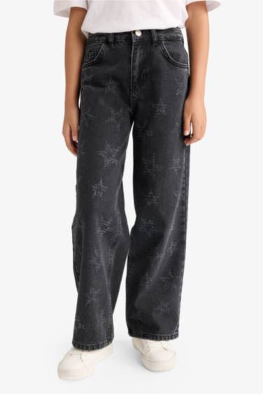 بنطرون جينز بناتي وايد ليج برجل واسع