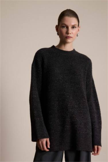 بلوز صوف تريكو طويل قصة فضفاضة