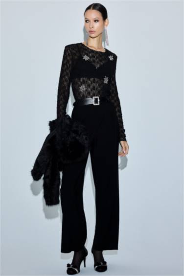 Straight Fit Regular Hem Sensual Trousers