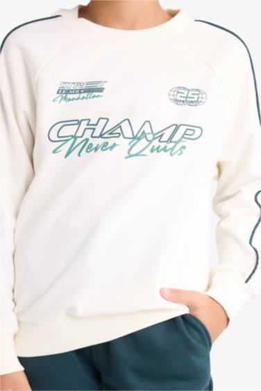 Erkek Çocuk 2'li Takım Baskılı Sweatshirt Eşofman Altı