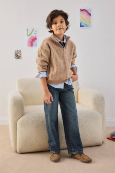 سويت شيرت قصة عادية بساق بسحاب مغسول