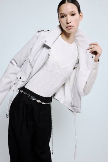 Kadın Silver Parlak Desenli Metal Zincir Kemer