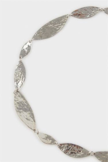 Kadın Silver Parlak Desenli Metal Zincir Kemer